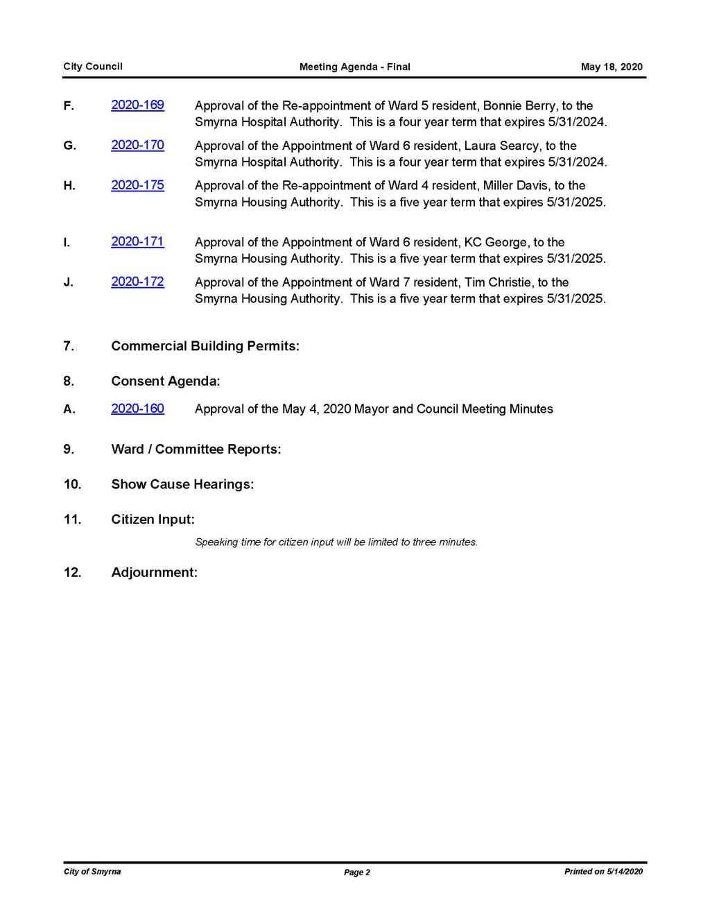 05-18-2020 May 18, 2020 Mayor and Council Agenda - FINAL - No attachments_Page_2