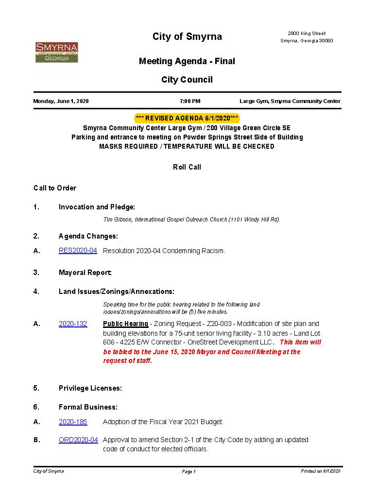 REVISED 06-01-2020 June 1, 2020 Mayor and Council Agenda - FINAL - No attachments_Page_1