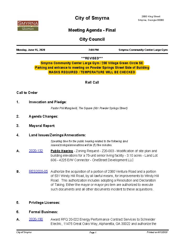 06-15-2020 June 15, 2020 Mayor and Council Agenda HKPC - FINAL - No attachments_Page_1