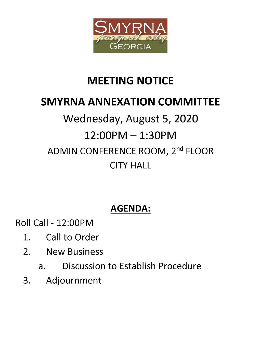 Annexation Meeting Notice 08.05.2020