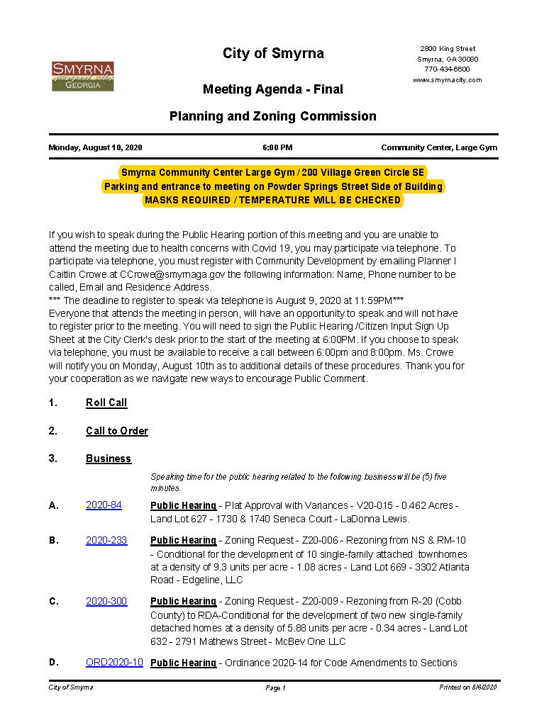 08-10-2020 August 10,2020 P&Z Meeting Agenda-NO ATTACHMENTS 3_Page_1