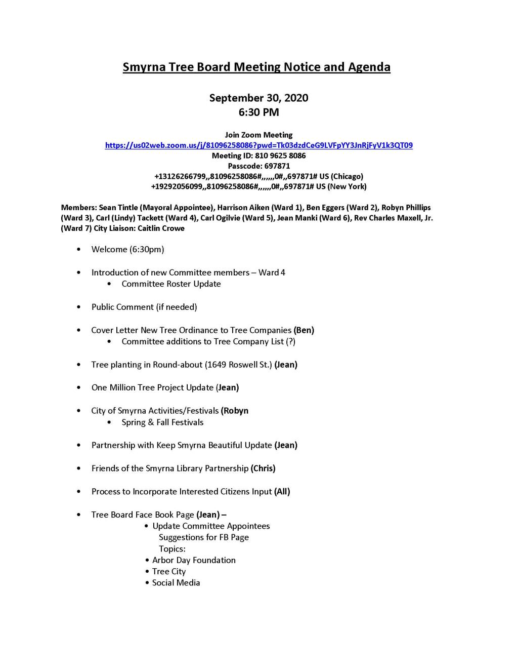 09-30-2020 September 30, 2020 Tree Board Agenda_Page_1