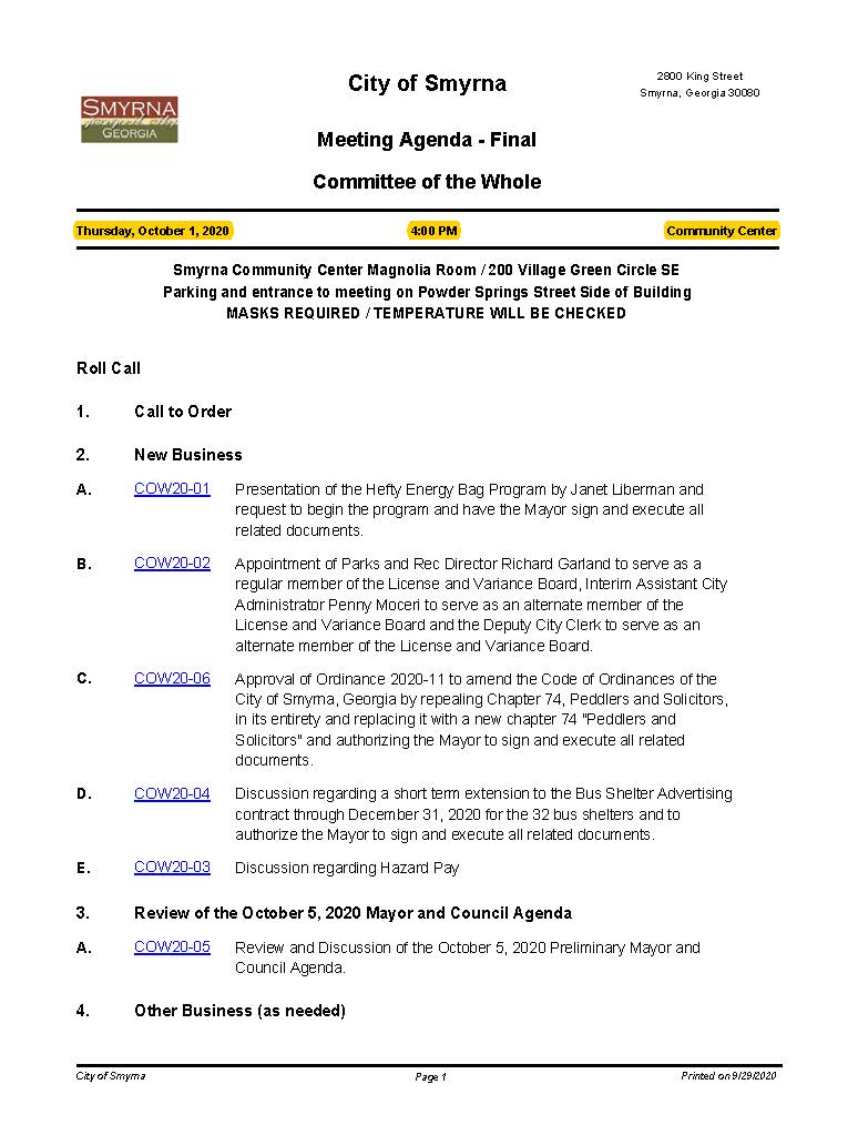 10-01-2020 October 1, 2020 COW Agenda - NO Attachments FINAL_Page_1