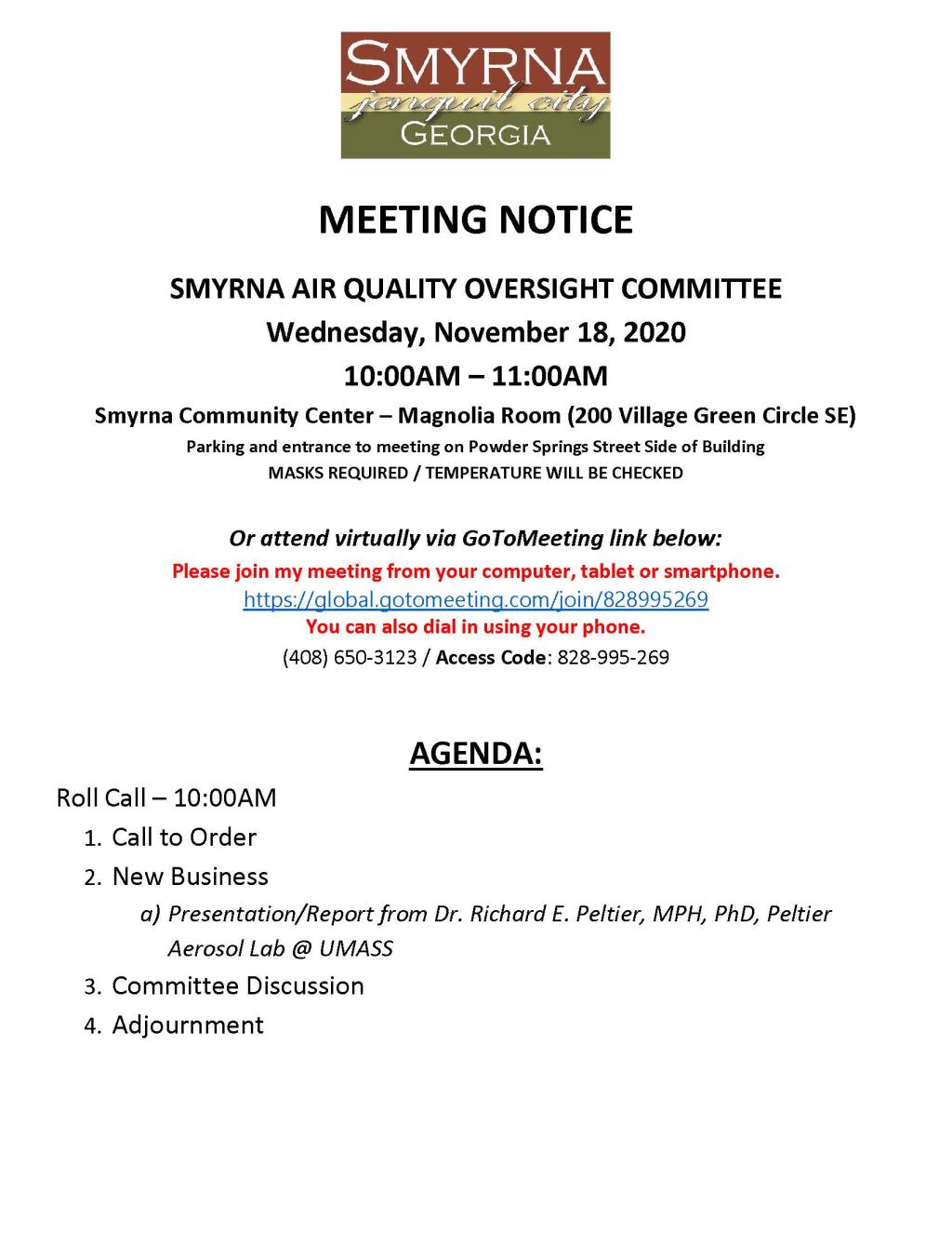 Air Quality Oversight Committee Meeting 11-18-2020