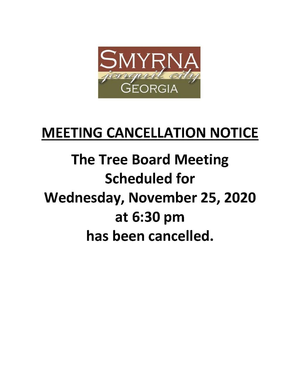 11-25-2020 November 25, 2020 Tree Board CANCELLATION