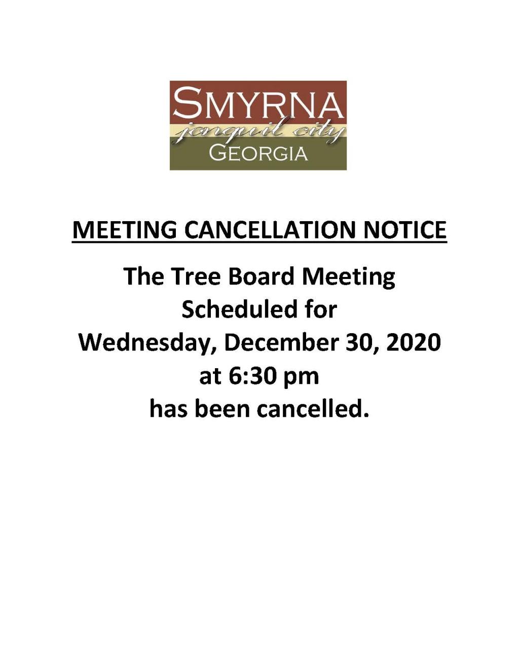 12-30-2020 December 30, 2020 Tree Board CANCELLATION