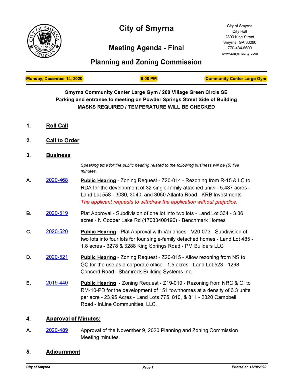 12-14-2020 December 14, 2020 P&Z Meeting Agenda NO attachments_Page_1