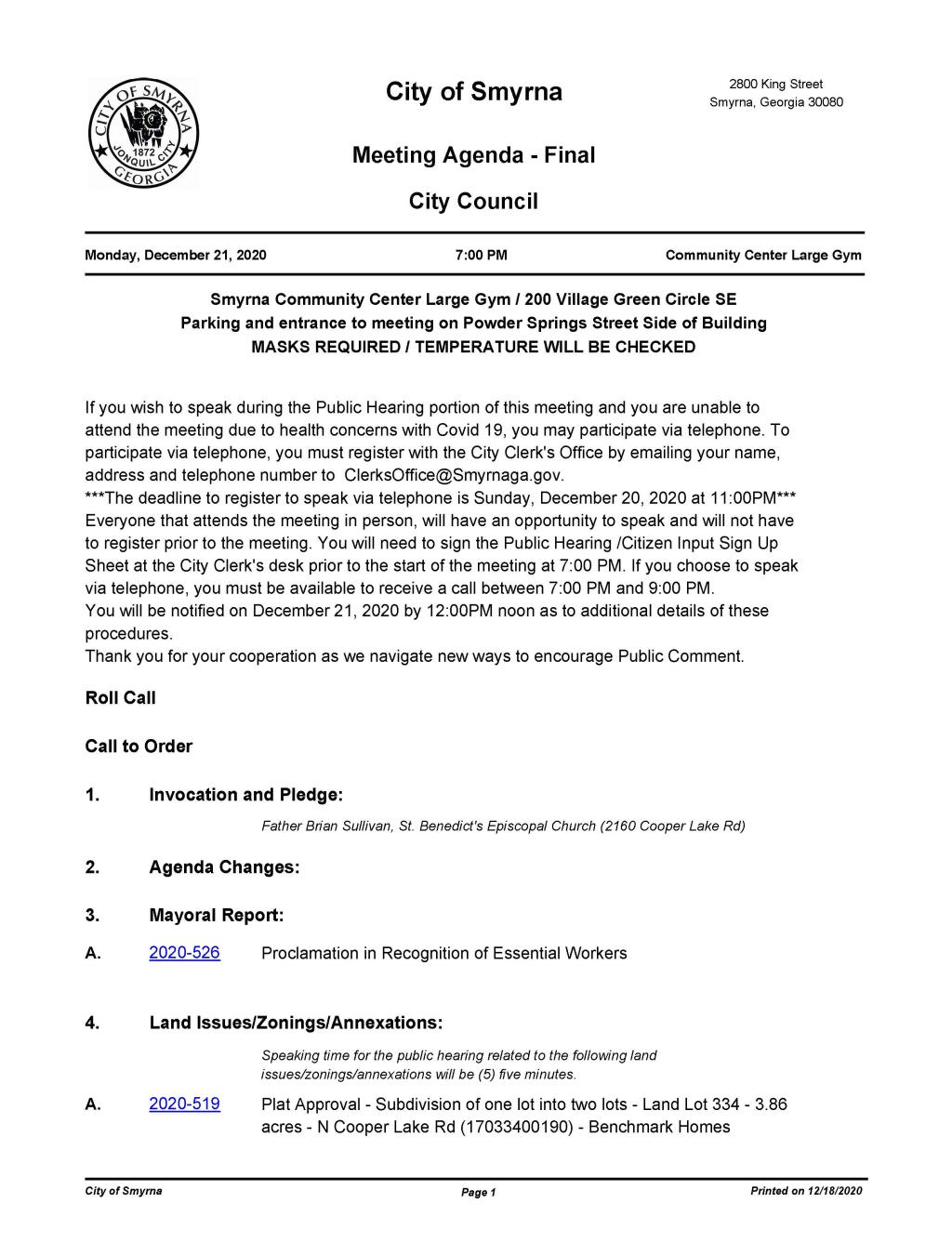 12-21-2020 December 21, 2020 Mayor and Council Agenda - FINAL - NO attachments_Page_1