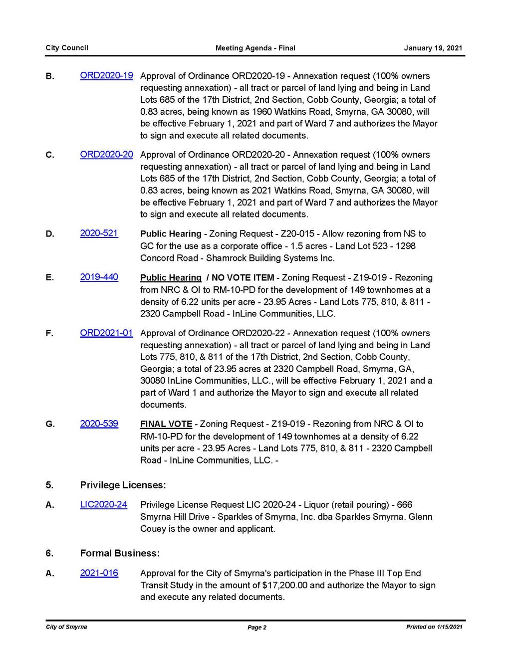 01-19-2021 January 19, 2021 Mayor and Council Meeting Agenda - FINAL -No Attachments_Page_2