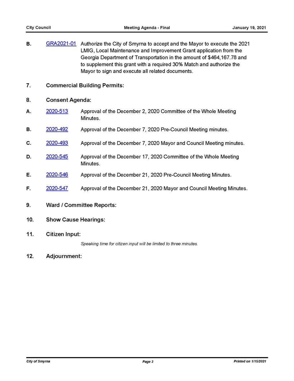 01-19-2021 January 19, 2021 Mayor and Council Meeting Agenda - FINAL -No Attachments_Page_3