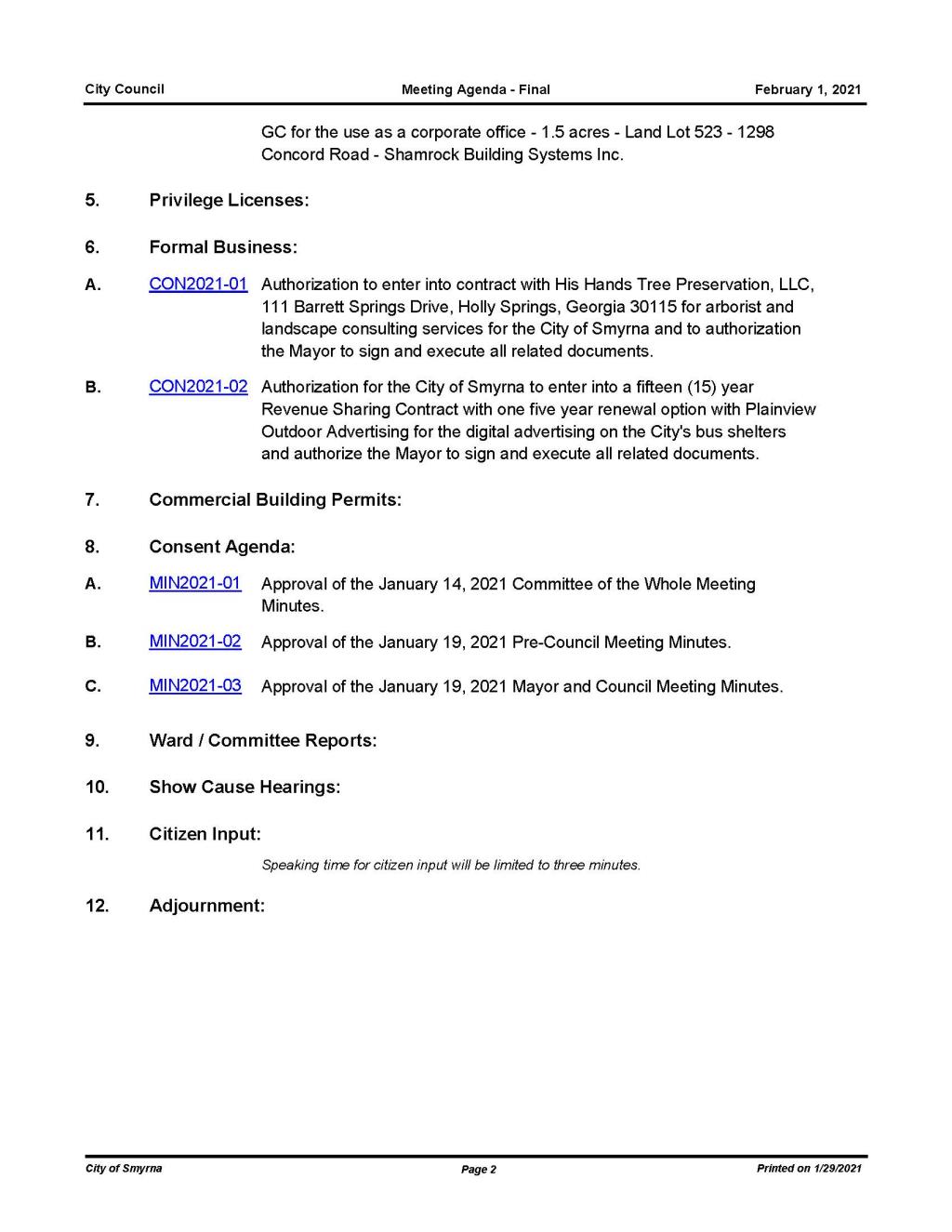 02-01-2021 February 1, 2021 Mayor and Council Meeting Agenda - FINAL no Attachments_Page_2