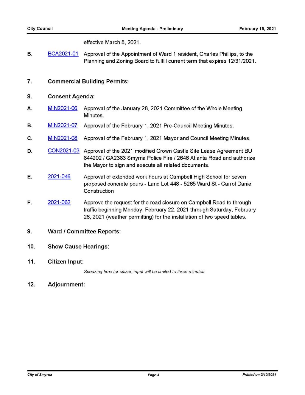 02-15-2021 February 15, 2021 Mayor and Council Meeting Agenda - PRELIMINARY no attachments_Page_3