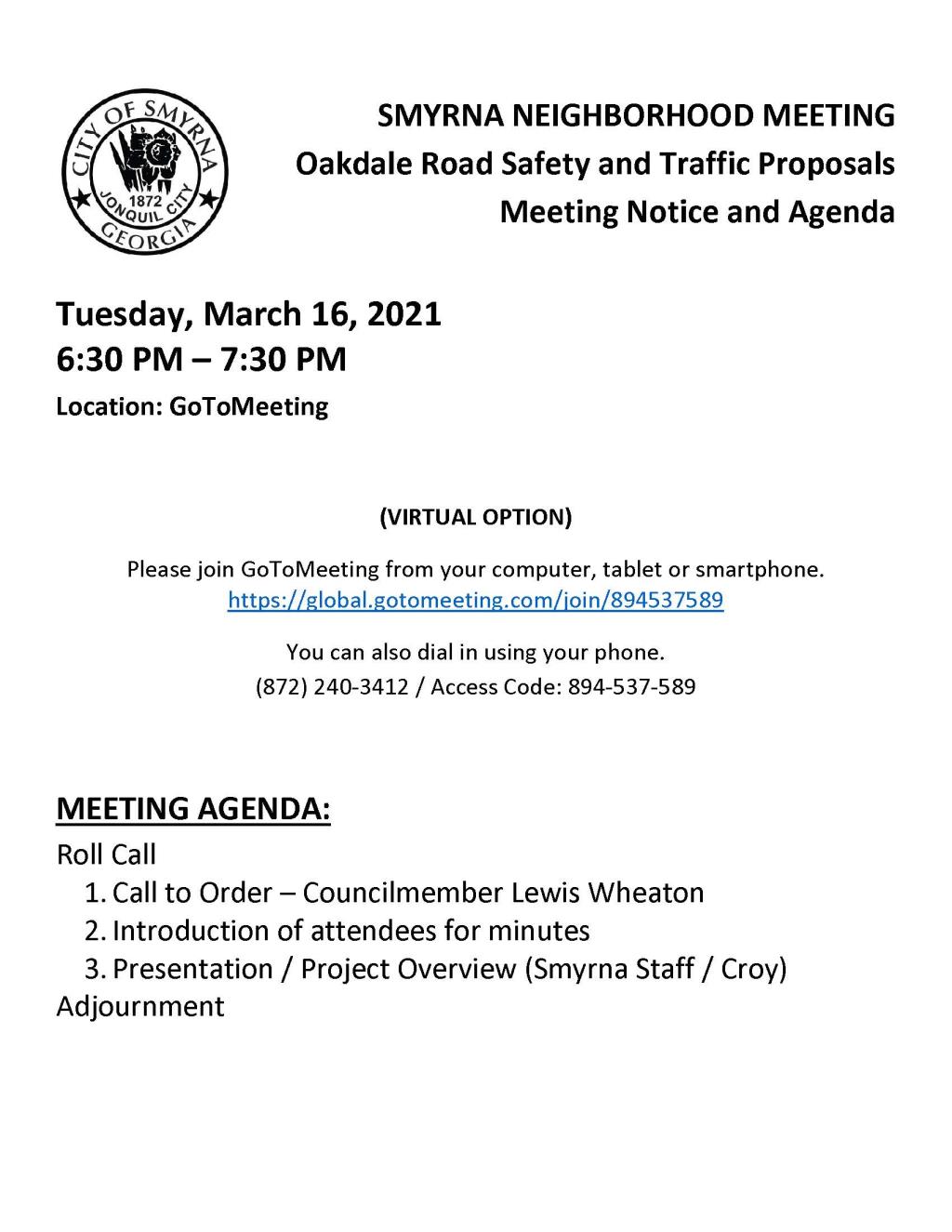 03-16-2021 Neighborhood Virtual Meeting - Oakdale Rd Concept - Lewis Wheaton