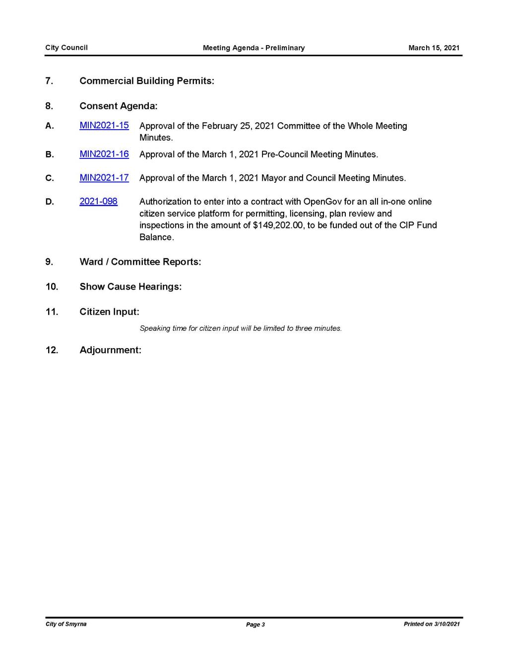 03-15-2021 March 15, 2021 Mayor and Council Meeting Agenda -PRELIMINARY - no Attachments_Page_3