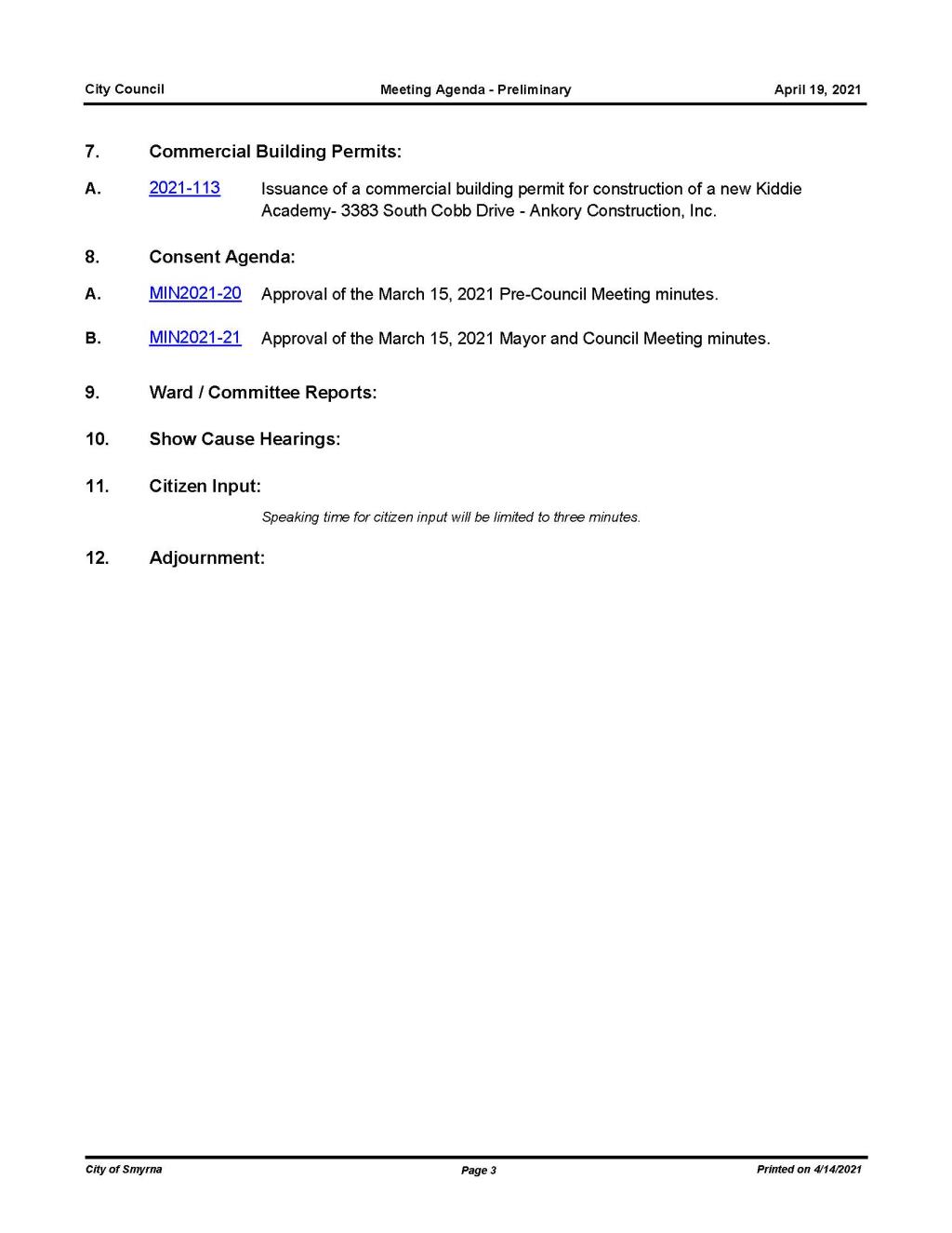 04-19-2021 April 19, 2021 Mayor and Council Meeting Agenda - PRELIMINARY no attachments_Page_3