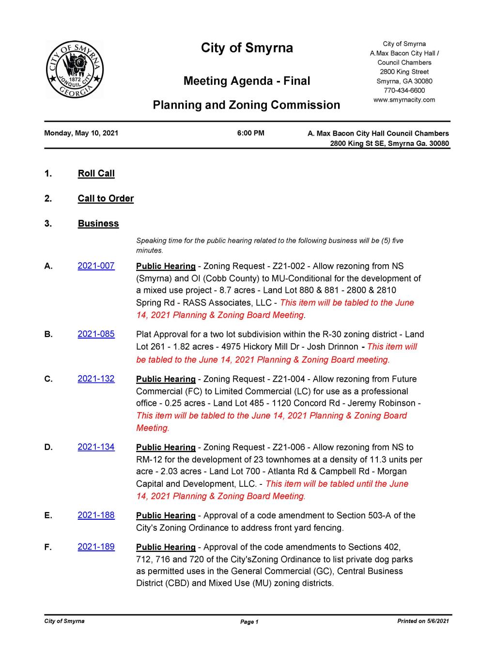 05-10-2021 May 10, 2021 P&Z Meeting Agenda - FINAL - no attachments_Page_1