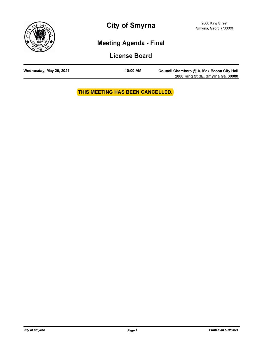 5-26-2021 May 26, 2021 LVB Meeting Agenda-FINAL - CANCELED