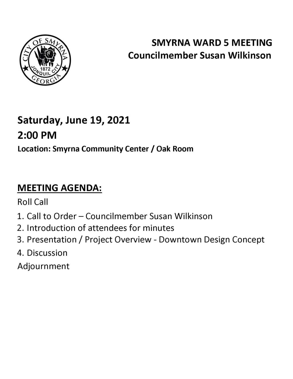 06-19-2021 June 19, 2021 Ward 5 Meeting - Susan Wilkinson