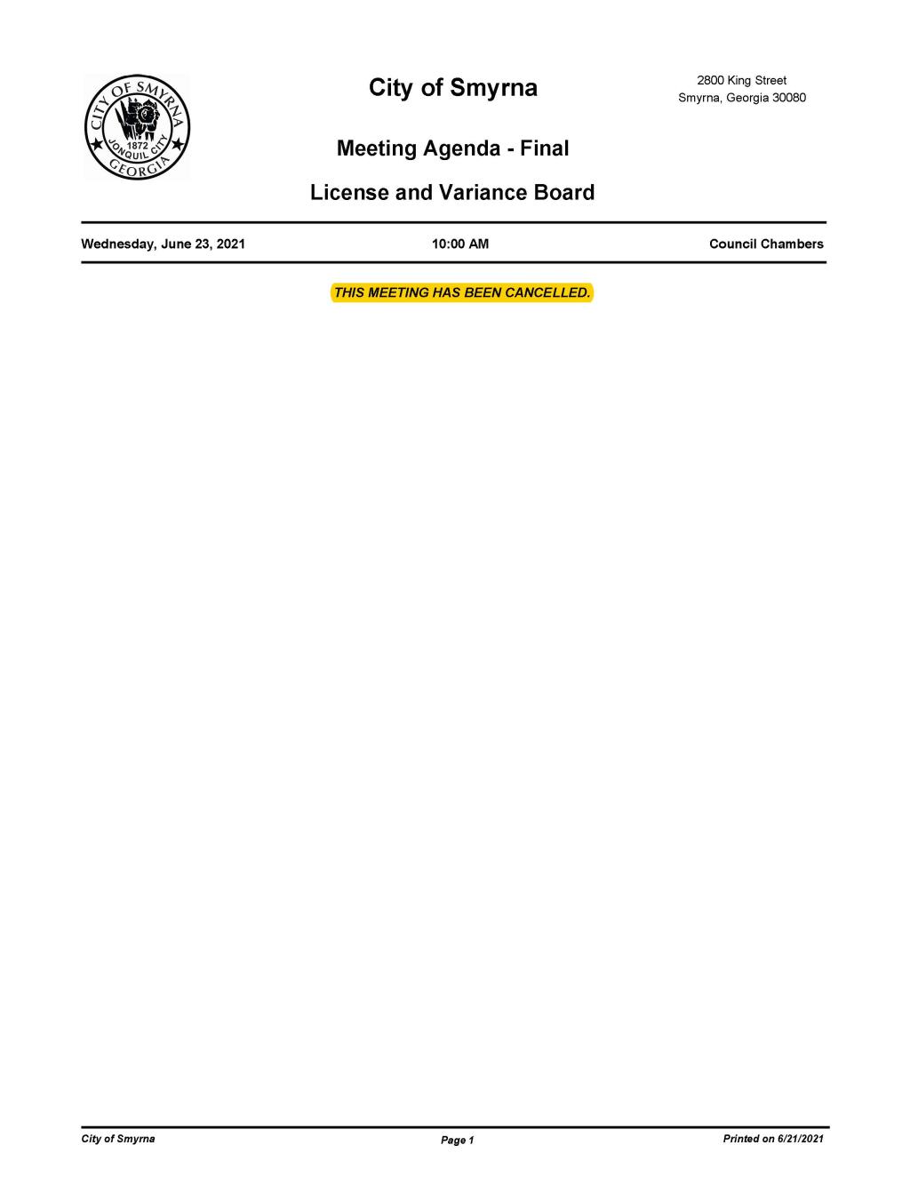 6-23-2021 June 23, 2021 LVB Meeting Agenda-FINAL - CANCELED