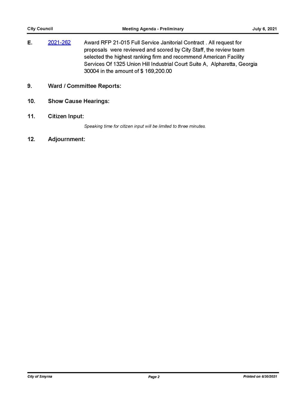 07-06-2021 July 6, 2021 Mayor and Council Meeting Agenda - PRELIMINARy - Psting Copy_Page_2