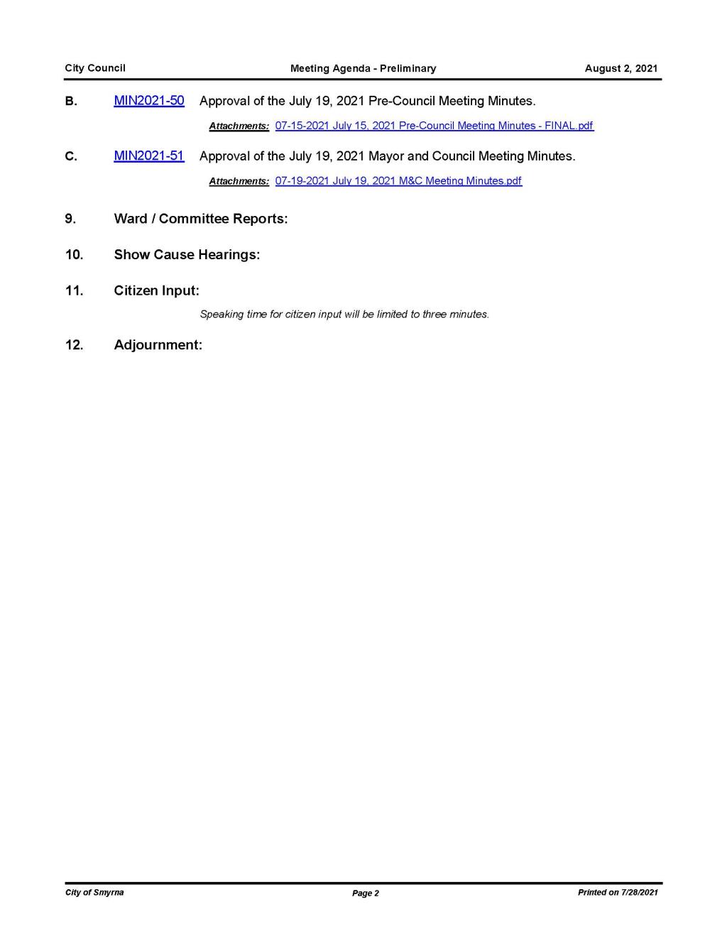 08-02-2021 August 2, 2021 M&C 2021 Mayor and Council Meeting Agenda - PRELIMINARY with attachments_Page_2