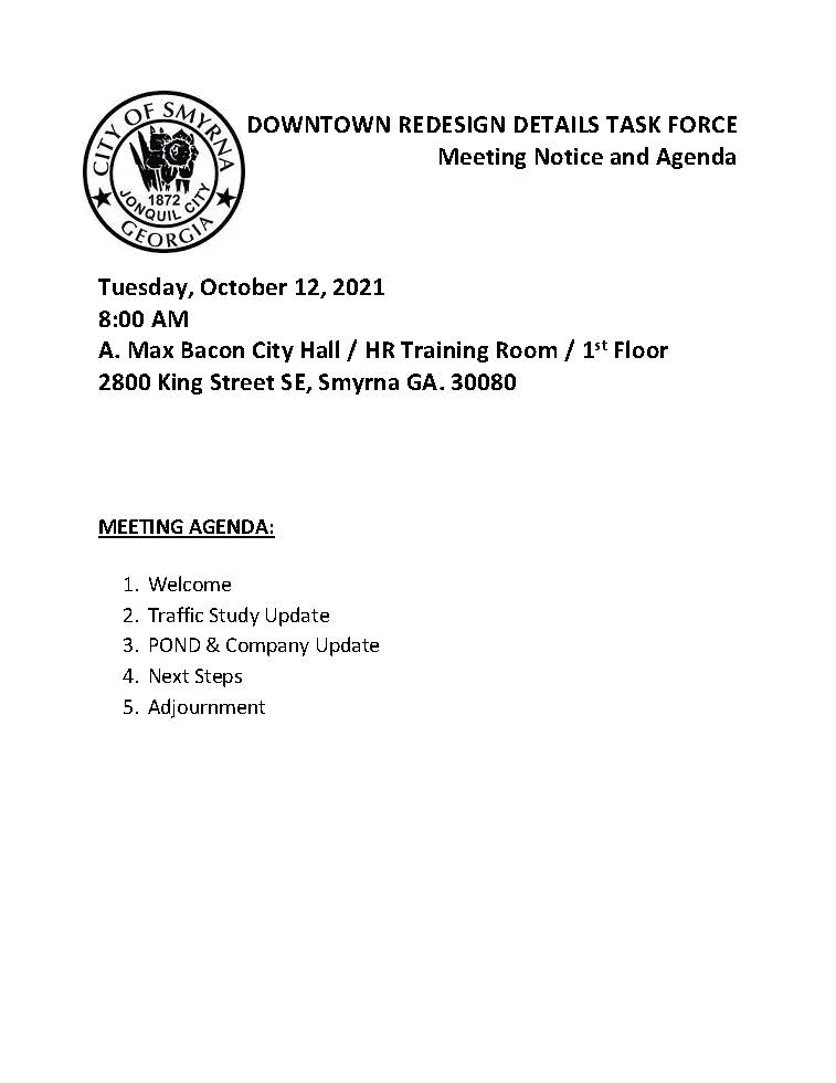 Downtown Redesign Details Task Force Meeting Notice and Agenda