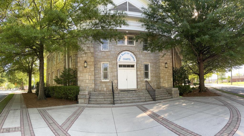 Panoramic view of the front of the Chapel that is to be preserved