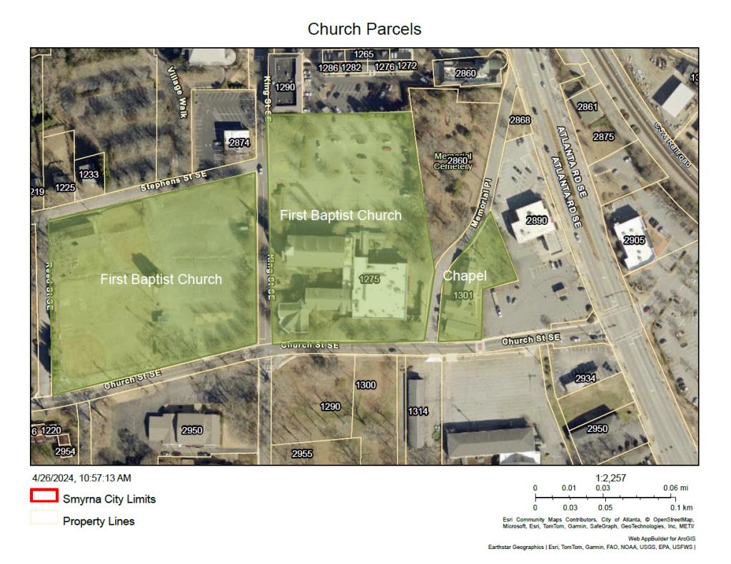 Overhead map of Church parcels as of May 5 2024